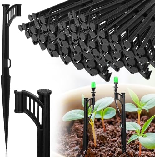 100 Pcs 12.8" Irrigation Drip Support Stakes 1/4 Inch Drip Irrigation Stakes for 1/4 Inch Drip Irrigation Tubing Hose Holder Drip Irrigation Support Stakes for Gardens Irrigation Supplies by Sibosen