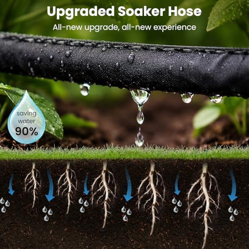 MIXC 100Ft Thickened Flat Soaker Hose with 200 Pack 6 Inch Landscape Staple - Image 2