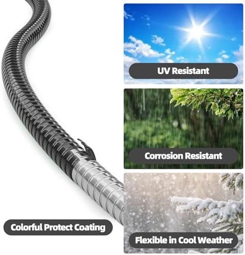 50ft 304 Stainless Steel Garden Hose+Nozzle with 8 Spray Patterns - Image 2