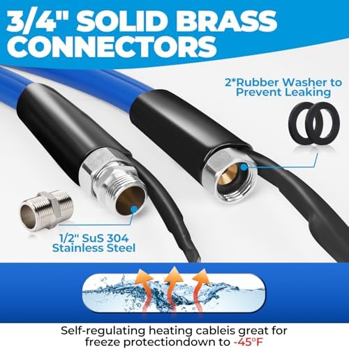 15FT 30FT 50FT 75FT 100FT Heated Water Hose for Rv,Heated Water Hose Antifreeze to -45°F,Great Rv Accessories for Campers,Livestock,Agriculture,Lead and BPA Free - Image 7
