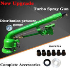 Agricultural Irrigation Sprinkler, Heavy-Duty Impulse Impact Sprinkler with Pressure Gauge and Replacement Nozzle, 360° Rotary Large-Area Watering Spray, Flange Connection, for Farm Lawn Garden - Image 4