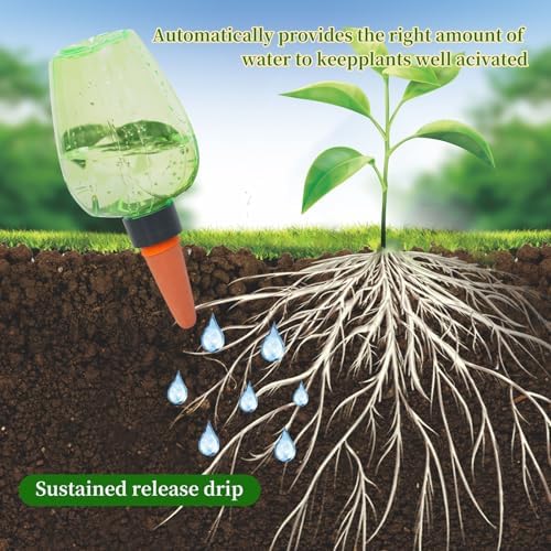 6pcs Plant Self Watering Globes, Plastic Water Bulbs Top Fill, 12.3 oz Plant Watering Devices System Slow Release Terracotta, Water Spikes Stakes for Indoor (Green-6pack) - Image 3