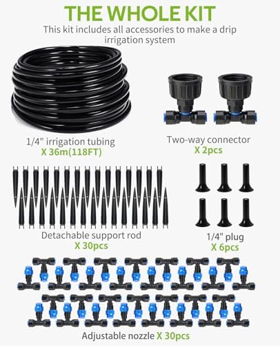 HIRALIY 118FT Drip Irrigation Kit, Quick-Connect Garden Watering System - Image 6