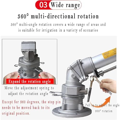 Impact Water Sprinkler for Farms Orchards, Metal Farm Lawn Sprinkler Spray Gun, 360 Rotary Large Area Watering Spray - Image 5