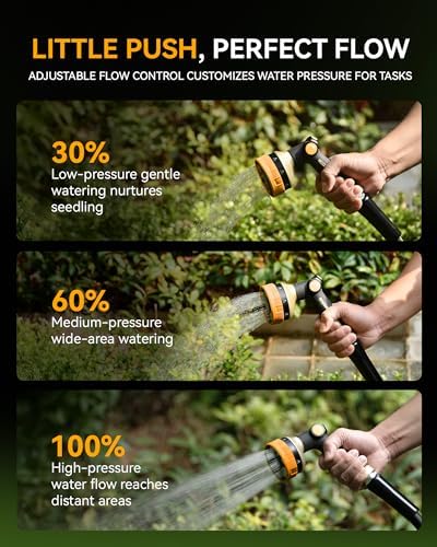 RAINPOINT Hose Sprayer Nozzle Heavy Duty - 2 Pack 8 Spray Patterns Garden Hose Nozzle with Adjustable Flow Control for Watering Plants, Washing Cars,Washing Pets, Thumb Control (2 Packs, Yellow) - Image 4