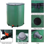 50 Gallon Collapsible Rain Barrel, Portable Rainwater Collection System, Water Storage Tank, Rain Catcher Barrel with Spigots and Overflow Kit, Rain Water Barrel Collector for Garden, Green - Image 4