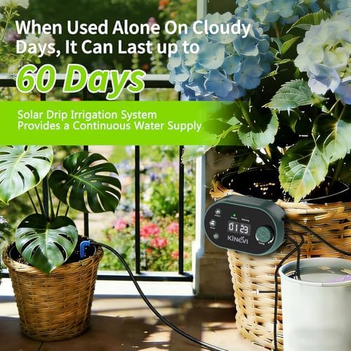 Solar Drip Irrigation System Kit, Auto Plant Waterer for 15 Pots（Green） - Image 5