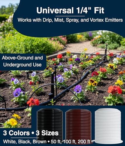 DBR Tech® 1/4 Drip Irrigation Tubing, 200 Feet, Flexible PVC Plastic Drip Irrigation Hose for Gardening, Misting, Hydroponics and DIY Landscape Garden Projects, Blank Distribution (200ft, White) - Image 5