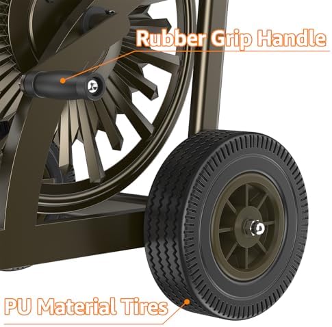 GOFORWILD Heavy Duty Steel Garden Hose Reel Cart with Wheels - Image 3
