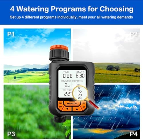 Irrigation Timer, Automatic Watering Timer with Timer and Frequency Watering, Programmable Water Irrigation Timer for Patio, Pool, Lawn (Without Rain Sensor) - Image 2