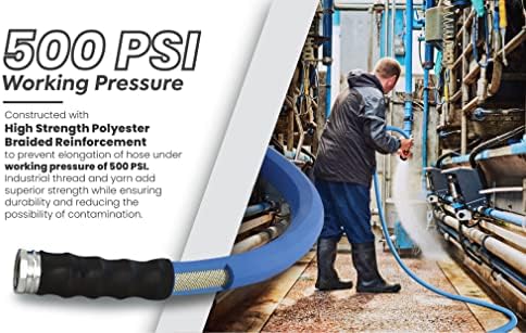 AG-LITE BSALONE25 1" x 25' Hot/Cold Water Rubber Garden Hose, 100% Rubber, Ultra-Light, Super Strong, 500 PSI, 50F to 190F Degrees, High Strength Polyester Braided, 2x Water Flow - Image 6