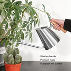 Watering Can, Stainless Steel Strong rustproof Watering can Indoor, Long spout Practical Plant Watering can with Wooden Handle, for Garden[Silvery] - Image 3
