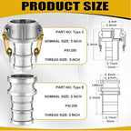 2 Set 3 Inch Camlock Fittings Type C&E - Image 2