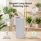 Long Spout Watering Can, 1500ml 304 Stainless Steel (White) - Image 3