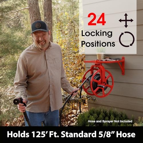 Liberty Garden Revolution Hose Reel with Pull Up Latch, Red - Image 5
