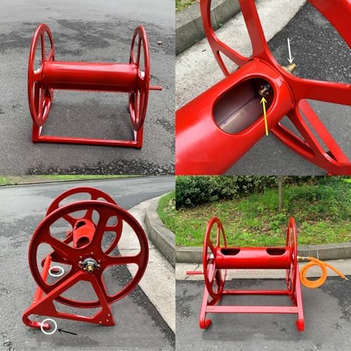 Heavy Duty Metal Garden Hose Reel Cart, Wall/Floor Mounted with Hand Crank, Durable Steel Hose Storage for Watering, Spraying & Car Wash - Agricultural Hose Solution - Image 4