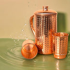 Pure Copper Hammered Water Jug with 2 Tumblers Set | Copper Water Pitcher | 50.7 fl oz Capacity - Image 5