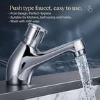 Time Delay Faucet G1/2 Thread, Self Closing Water Saving Tap Copper Chrome Plated, Single Cold Metering Valve for Public Outdoor and Laundry Utility - Image 3