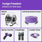 FREEDOM Portable and Wall-Mountable Garden Hose Reel equipped with 5/8' 100ft, Kink-Free Hybrid Hose, Lightweight, Easy Setup. Spray Nozzle and Leader Hose Included - Image 3