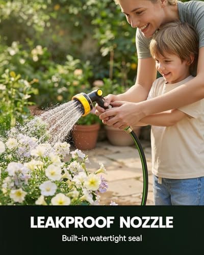 RAINPOINT Garden Hose Nozzle - 100% Heavy Duty Metal Thumb Control Spray Nozzles for Garden Hose High Pressure, 10 Pattern Water Hose Nozzle for Car Wash, Watering Lawn, Pets, Bright Yellow - Image 4