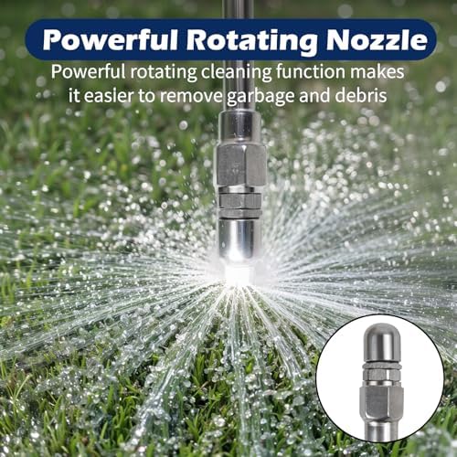 Shut-Off Valve RV Black Tank Cleaner Wand,RV Tank Flexible Swivel Stick Rinser,360 Degree Swivel Adapter and Power Nozzle, Black Tank Rotary Cleaning Action,Easy Clean - Image 2