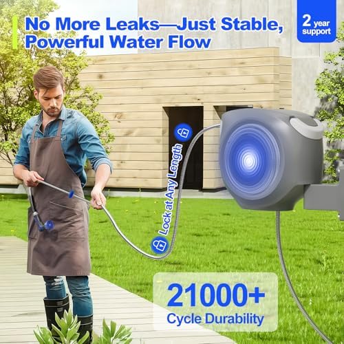 SPECILITE Retractable Garden Water Hose Reel 100 FT, 304 Stainless Steel - Image 4