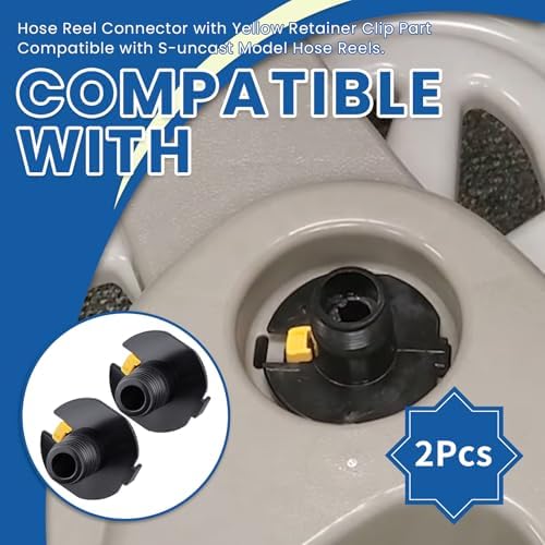 2Pcs Hose Reel Inlet Connectors with Yellow Retainer Clip Part - Image 2