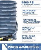 Pressure Washer Hose 200FT 3/8" Steel Wire Braided Swivel Quick Connector - Image 2