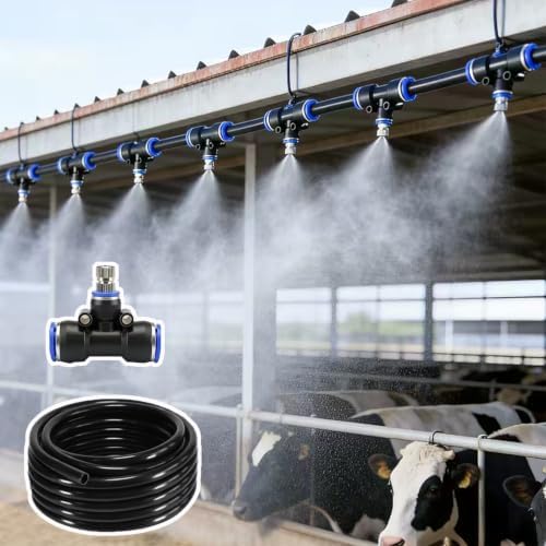 Adjustable Livestock Farm Cooling Spray Kit with 360° Rotating Nozzle & Water Filter - Ideal for Greenhouse, Chicken Coops, and Livestock Plants by Unknown