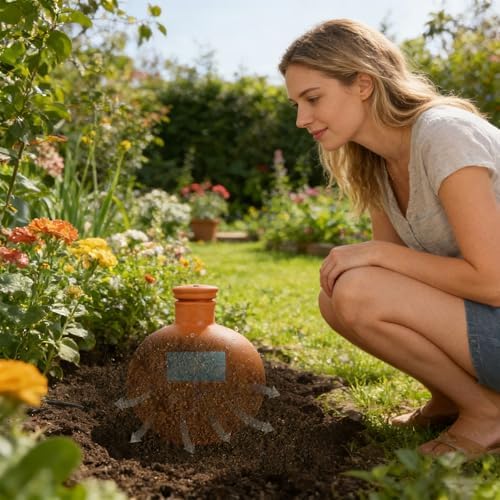 Terracotta Automatic Plant Watering Spikes 1000ml Ceramic Slow-Release Irrigation, 2-Week Vacation Care for Indoor & Outdoor - Image 7