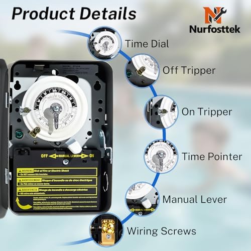 T104 24-Hour Mechanical Time Switch 40A DPST, for Pool Pumps, Water Heaters - Image 3