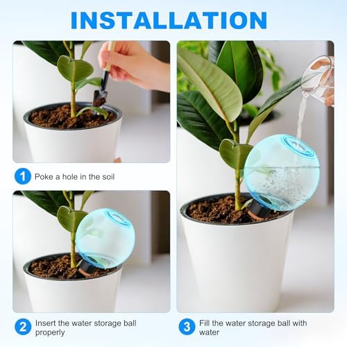 M METERXITY 4-Pack Plant Self Watering Globes, 6.9 oz Plastic Bubble Water Bulbs Top Fill for Indoor/Outdoor Plants, Self Watering Spikes Slow Release Terracotta [Blue] - Image 4