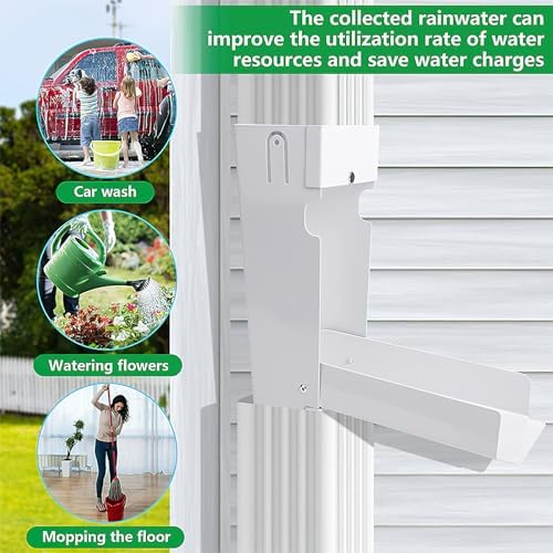 Foldable Rainwater Diverter for Barrel Collection System, Iron White - Image 4