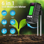 6-in-1 Soil Tester, Soil Moisture Meter with pH Meter, Soil Moisture, Environment, Sunlight, Humidity, Fertility for Agriculture, Gardening and Outdoor Plants (2 *AAA Battery Needed) - Image 2
