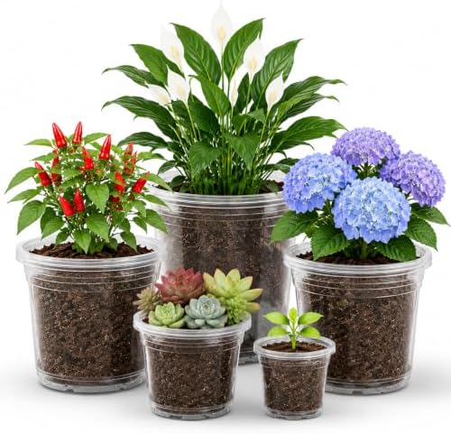 MIXC Clear Nursery Pots with Drainage Holes, 8/6/5/4/3.5 Inch 20 Pack by MIXC
