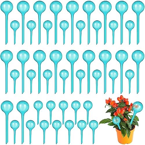 Pinkunn 50 Pcs Plastic Plant Watering Globes Translucency Plant Watering Devices Self Watering Globes Automatic Watering Drip Irrigation Equipment for Plant Garden Indoor Outdoor, 2 Size, Lake Blue by Pinkunn