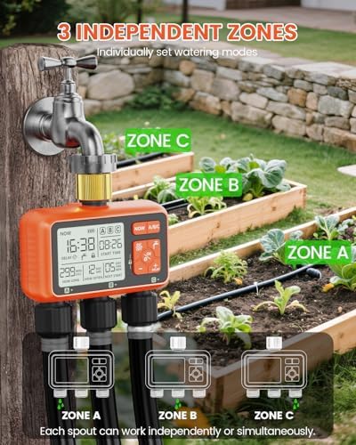 Sprinkler Timer 3 Zone with Brass Inlet Water Timer for Garden - Image 3