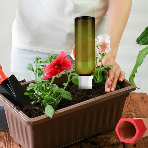 SiliFine 6 Sets Plant Watering Devices Include Terracotta Self Watering Spikes and 26 oz Plastic Bottles, Slow Release Vacation Insert Automatic Plant Waterer Device (Green and Mixed Color) - Image 3