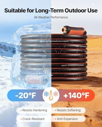 VEVOR Garden Hose, 75 ft 5/8" Heavy Duty 4-Layer Rubber Water Hose, 150PSI Working & 600PSI Burst, Flexible & Non-kink Outdoor Waterhose with 3/4" Fitting, Lightweight Hoses for Gardening Cleaning - Image 6