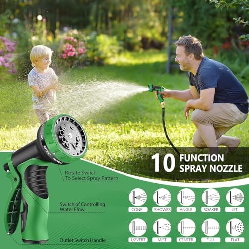 100 ft Garden Hose, Flexible Ultra Lightweight Durable Garden Hose, Kink-Free Water Hose with 10 Function Sprayer - Non-Shrinking Garden Hoses, Easy to Store,All-Weather, Car Washing Pipe Garden Hoses - Image 5