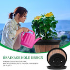 4 Pack 16 inch Plant Pots,Whiskey Barrel Planters with Drainage Holes - Image 2