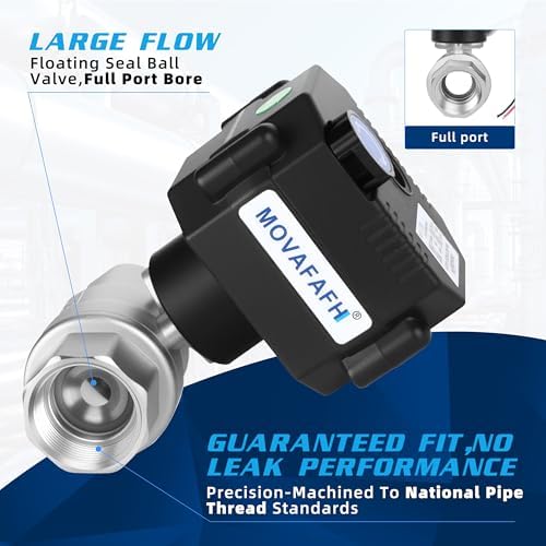 1" Motorized Ball Valve - 2 Wire Auto Return Stainless Steel Electric Water Valve, Full Port, 9-24V AC/DC with Manual Override, NSF Certified, IP67 - Image 5