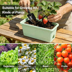 Oliz Window Box Planter 6 Packs, 13.8 Inches Rectangle Flower Pots with Drainage Holes & Trays, Pots for Vegetables, Herbs, Flowers, Garden Windowsill Balcony (Green) - Image 7