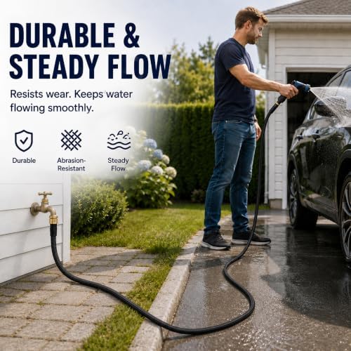 50FT 3-Layer Reinforced Garden Hose with Industrial Metal Nozzle - Image 6