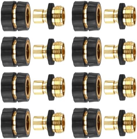 Quick Connect Hose Fittings Male and Female Set, 3/4 Inch Aluminum Garden Hose Fitting Quick Connector with Rubberized Grips, Water Hose Connector for Garden (8 Set) by Unknown