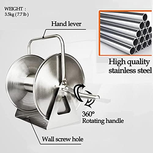 Garden Hose Holder, Stainless Steel Garden Hose Reel, 2 in 1Water Hose Reel, Hand Wall/Floor Mounted Hose Stand for Yard Lawn - Image 2