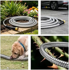 Garden Hose, Stainless Steel Metal Water Hose with 3/4" Solid Brass Connector for Yard Lawn Outdoor Rv No Kink Puncture Proof (Sliver, 100 Ft) - Image 6