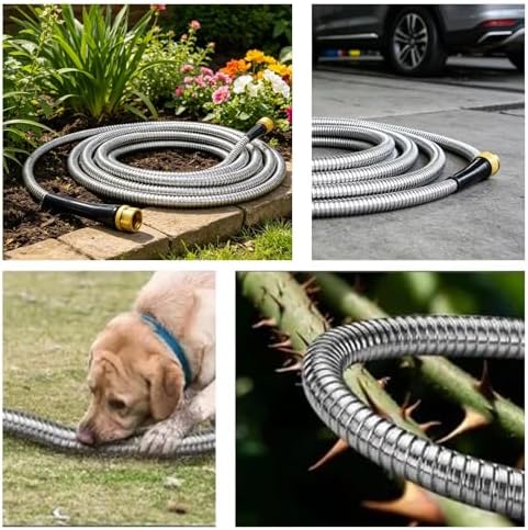Garden Hose, Stainless Steel Metal Water Hose with 3/4" Solid Brass Connector for Yard Lawn Outdoor Rv No Kink Puncture Proof (Sliver, 50 Ft) - Image 6