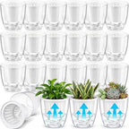 Self Watering Plant Pots, 4.3'', Transparent White, 18 Pcs by Ferrochef
