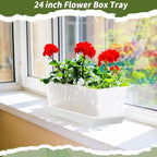 Cinnvoice 8 Pcs 24 x 8 x 1.6 Inch Rectangle Plant Saucer Tray, White - Image 6